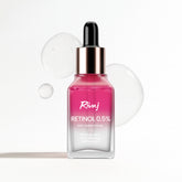 Rivaj Retinol 0.5% anti-aging serum bottle on white background, formulated to support skin renewal, improve texture, and reduce the appearance of fine lines.