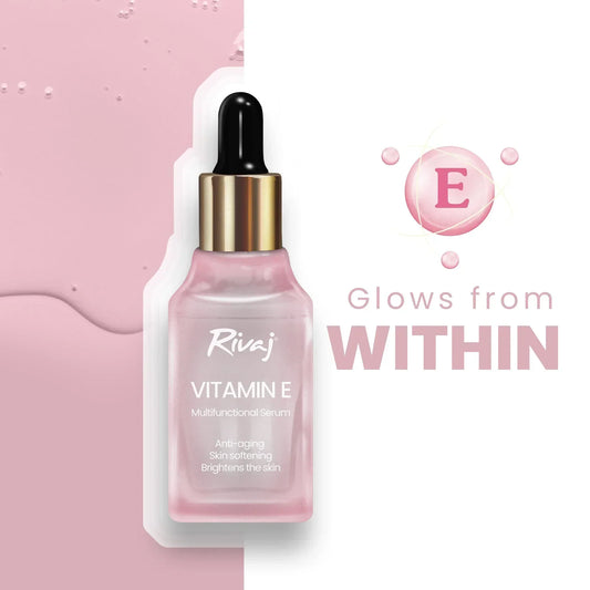 Rivaj Vitamin E serum promoting glow from within with anti aging and skin brightening benefits