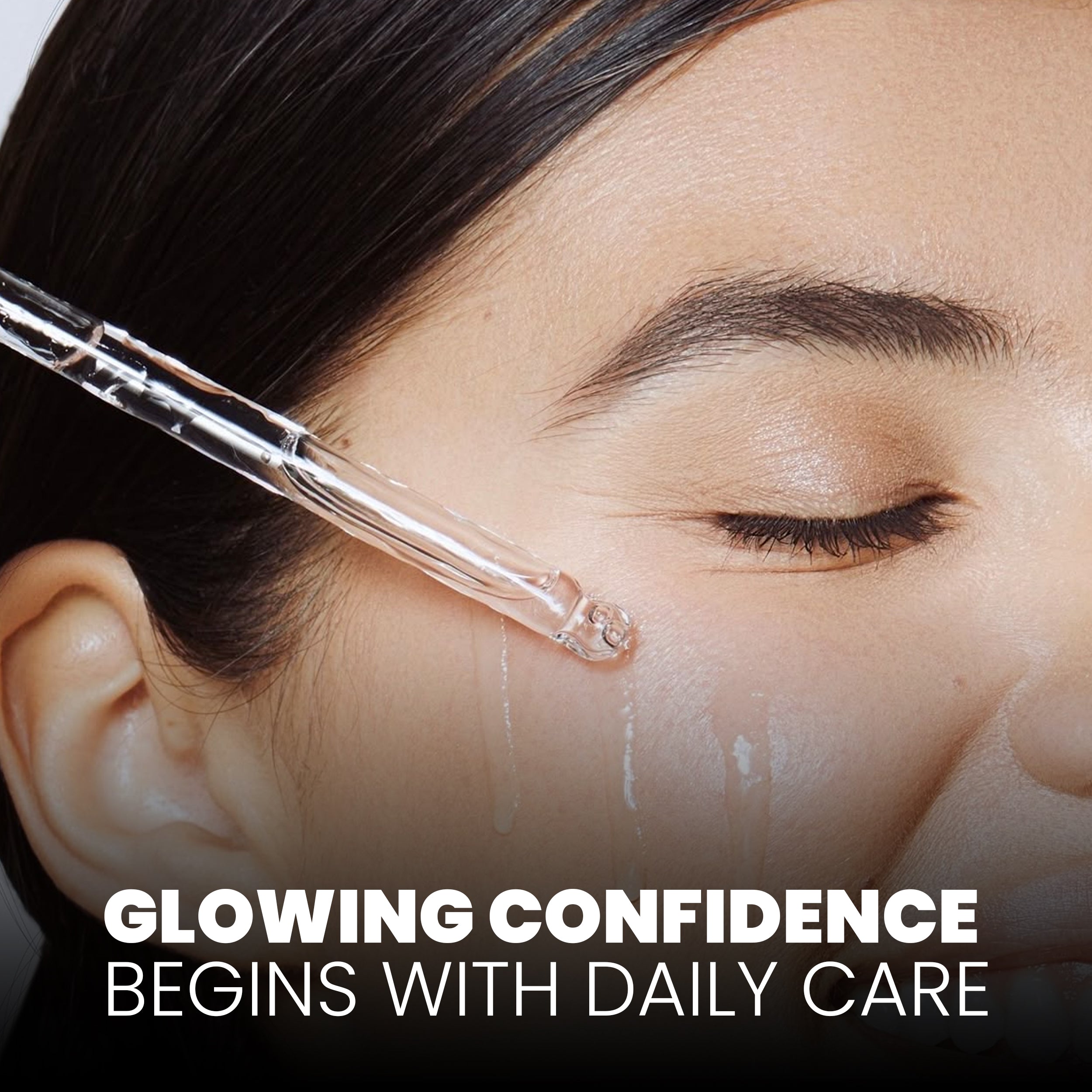 Face serum applied gently on skin showing daily skincare routine for glowing and confident skin