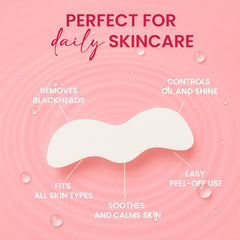 Nose pore cleansing strip showing daily skincare benefits including blackhead removal oil control soothing skin and easy peel off use