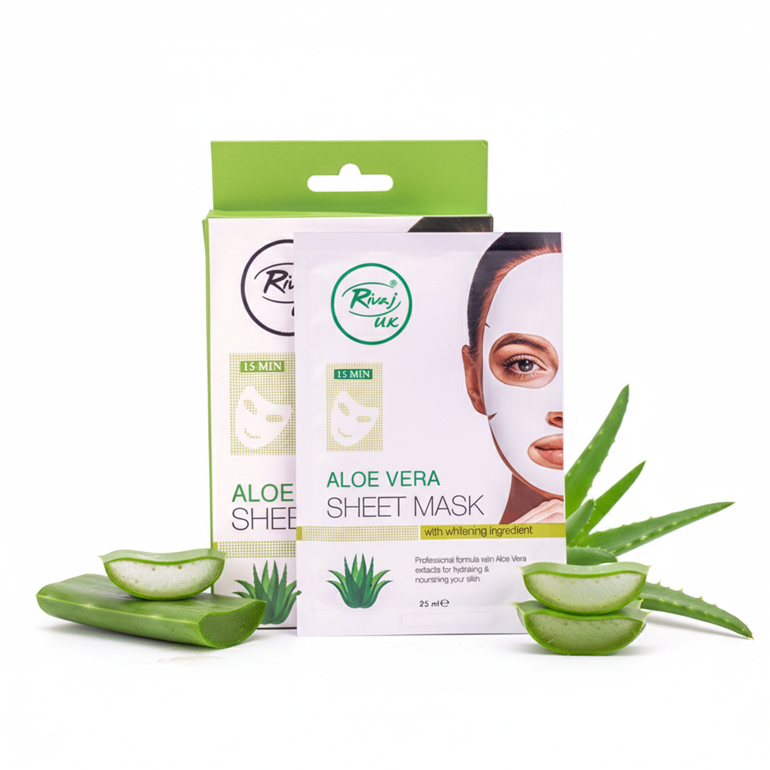rivaj aloe vera sheet mask with aloe slices for deep hydration soothing and fresh glowing skin