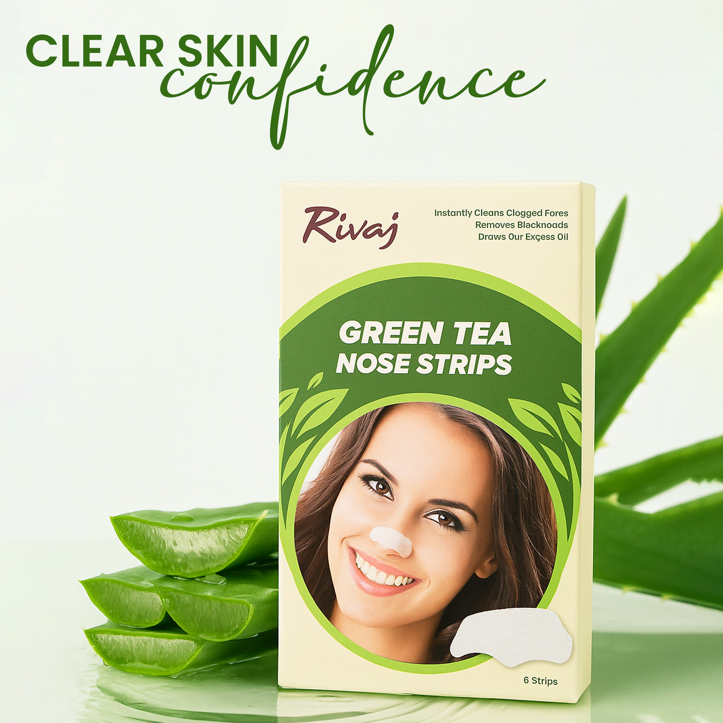 Rivaj Green Tea Nose Strips for blackhead removal and clear skin confidence