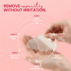 How to use Rivaj nose pore cleansing strips showing step by step process to remove impurities without irritation
