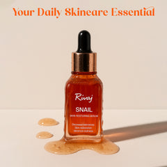 Rivaj snail skin restoring serum as a daily skincare essential for hydrated, smooth, glowing skin.