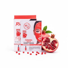 Rivaj UK firming serum sheet mask with pomegranate extract for skin tightening and glow