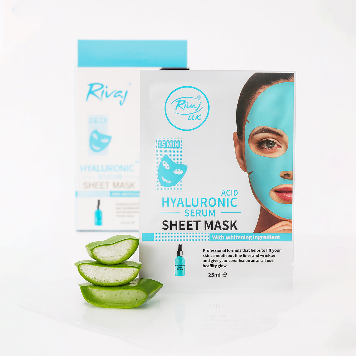 Hyaluronic acid sheet mask by Rivaj UK with aloe vera for hydrated and refreshed skin